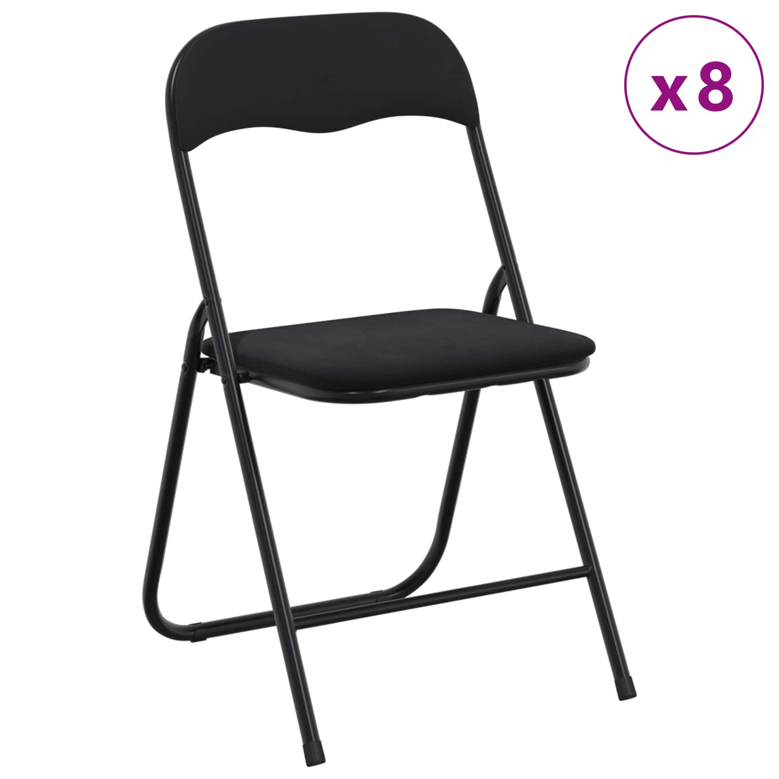 Πτυσσόμενη Καρέκλα 8 pcs Μαύρο 48 x 44 x 78 εκ Βελούδο - Pakobazaar