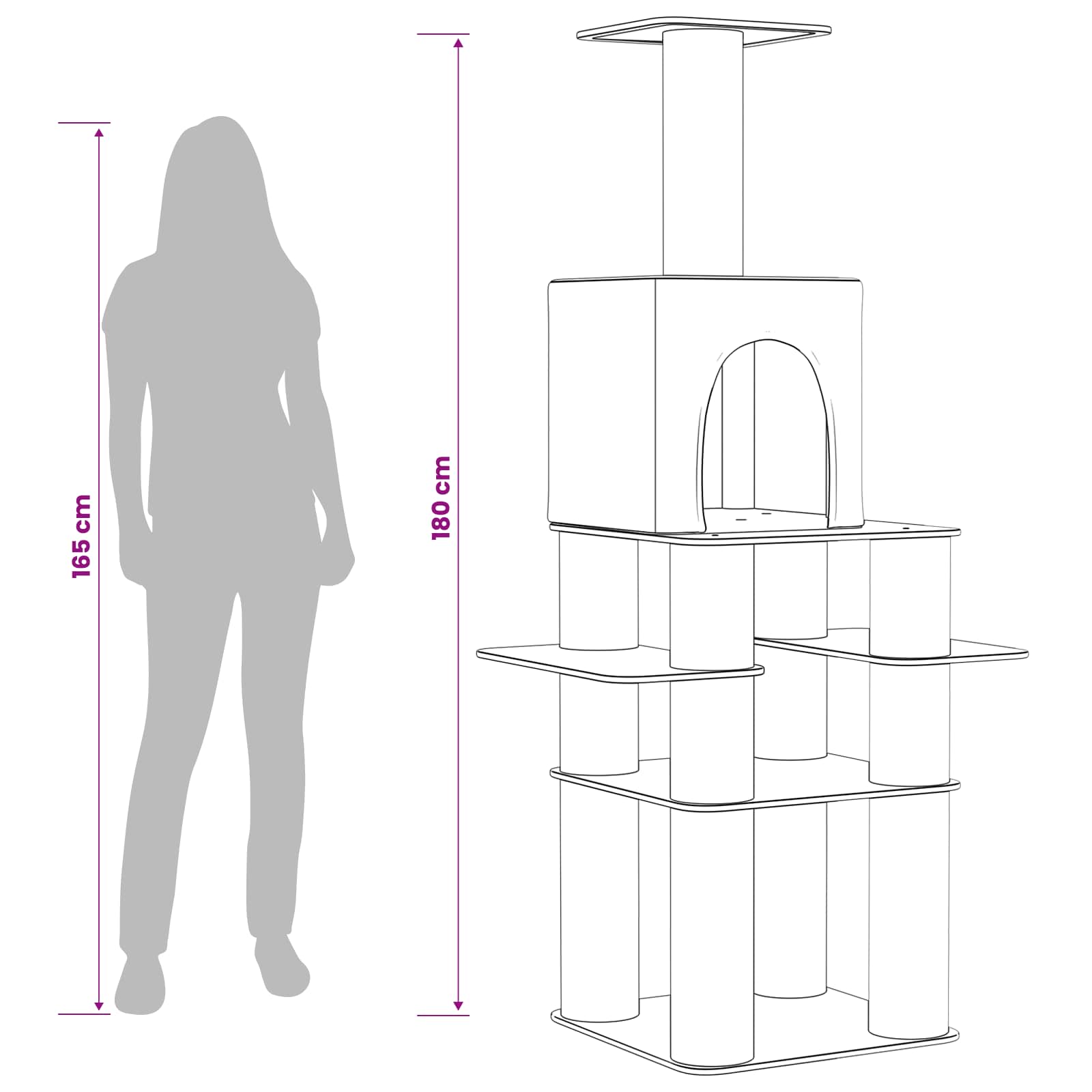 Δέντρο γάτας με στύλους ξύρας Κρεμ 180 cm