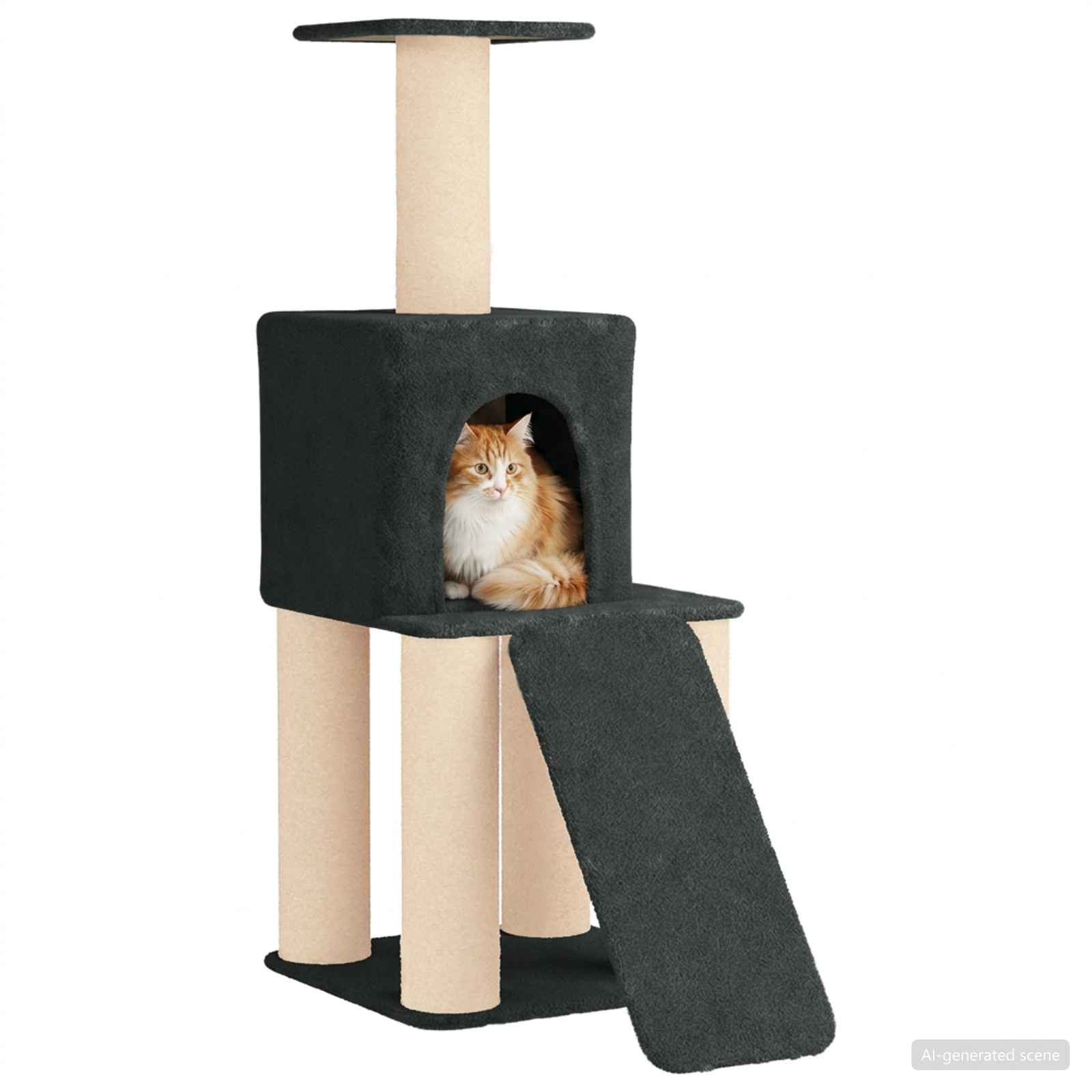 Δέντρο γάτας με στύλους ξύρας Σκούρο Γκρι 146 cm