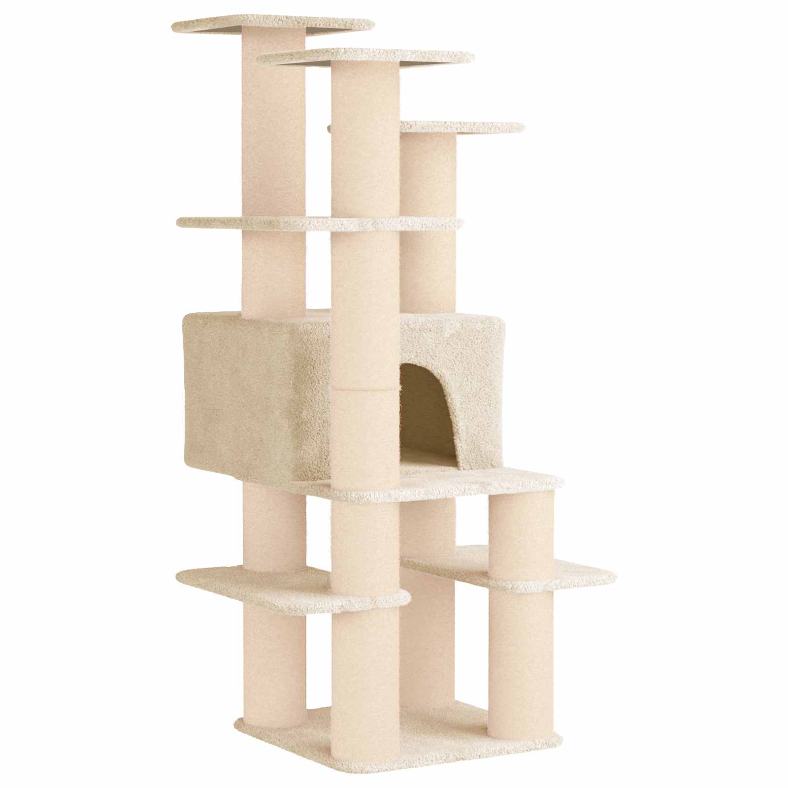 Δέντρο γάτας με στύλους ξύρας Κρεμ 161 cm - Pakobazaar