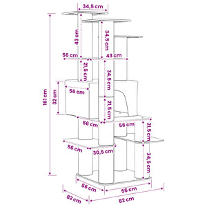 Δέντρο γάτας με στύλους ξύρας Κρεμ 161 cm - Pakobazaar