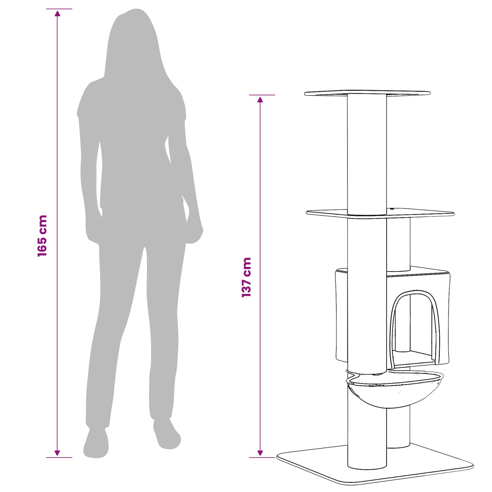Δέντρο γάτας με στύλους ξύρας Κρεμ 137 cm