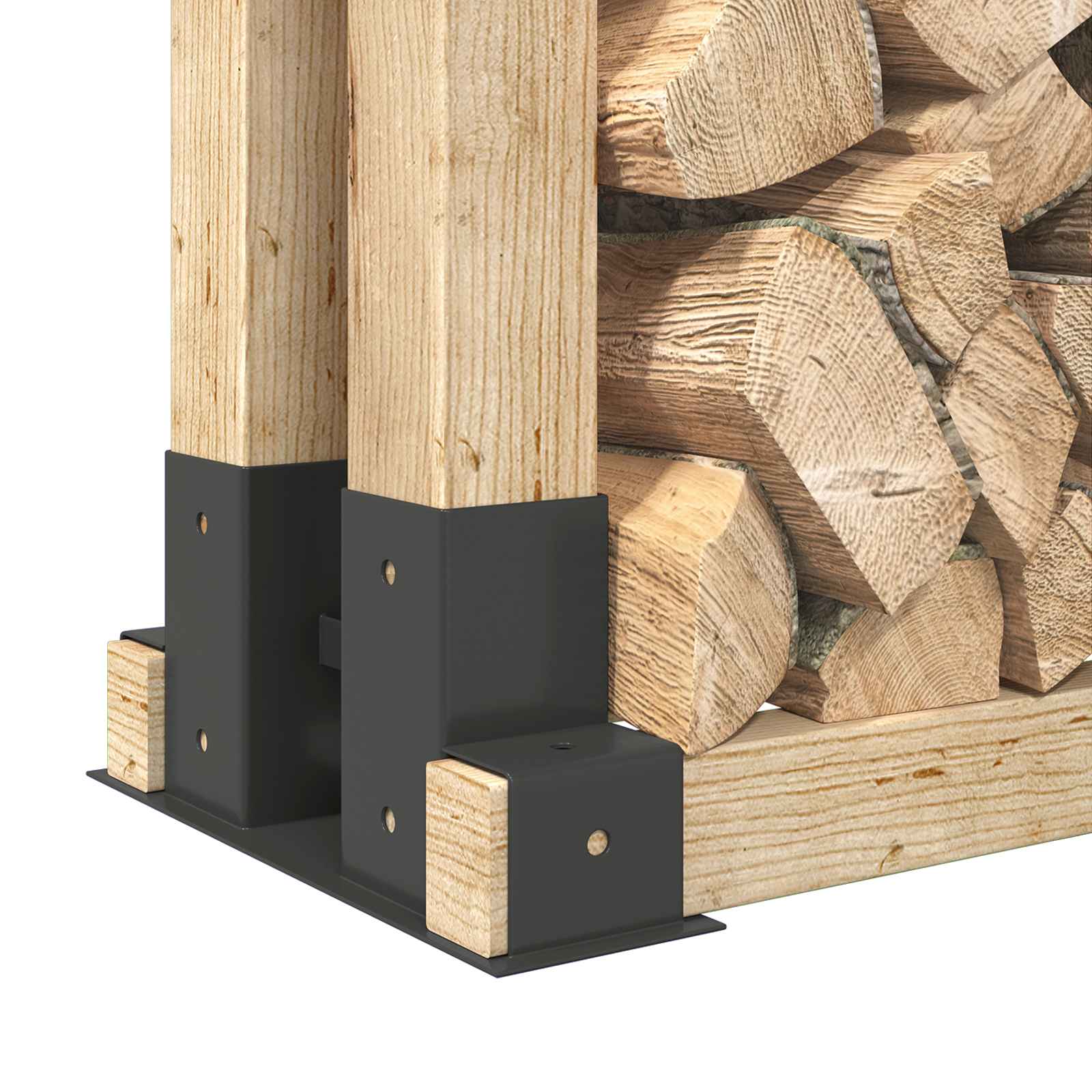 Βοήθεια Στοίβας Ξύλου 4 pcs Ανθρακί 34 x 10 x 15 εκ Ατσάλι - Pakobazaar