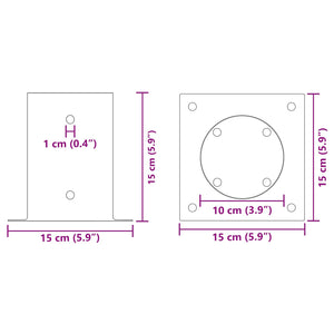 Κυκλικό Υποβρύχιο Στήριγμα 4 pcs Ανθρακί 15 x 15 x 15 cm - Pakobazaar