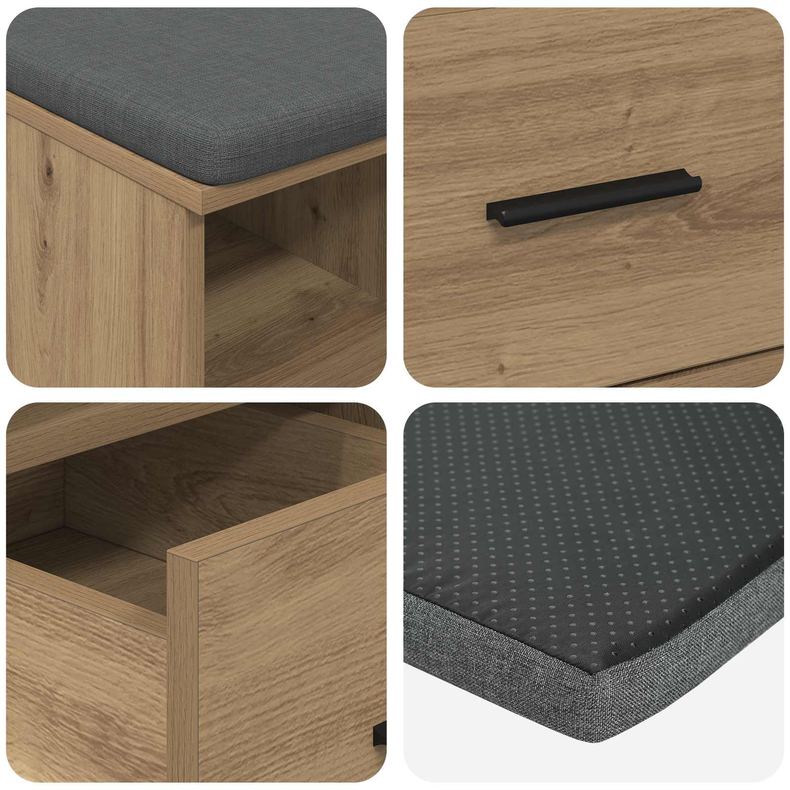 Πάγκος Παπουτσιών με Μαξιλάρι Artisan Δρυς 60 x 38 x 46 εκ