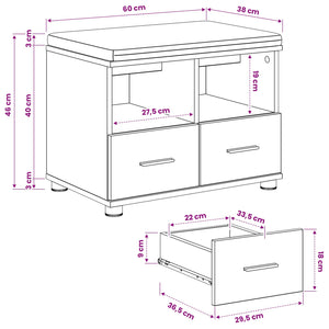 Πάγκος Παπουτσιών με Μαξιλάρι Artisan Δρυς 60 x 38 x 46 εκ