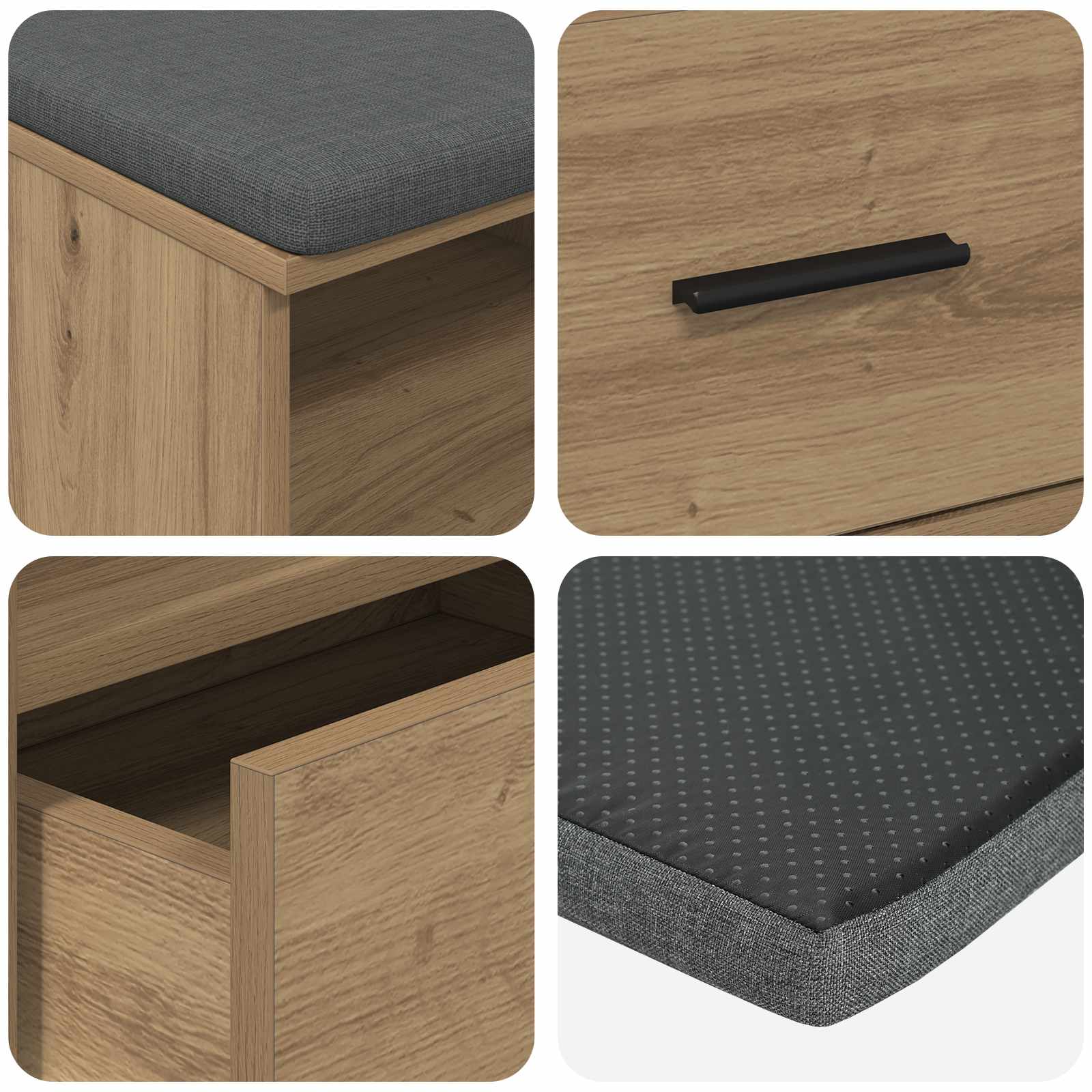Πάγκος Παπουτσιών με Μαξιλάρι Artisan Δρυς 100 x 38 x 46 εκ - Pakobazaar