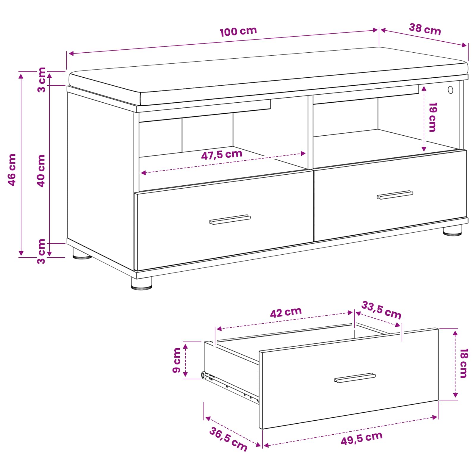 Πάγκος Παπουτσιών με Μαξιλάρι Artisan Δρυς 100 x 38 x 46 εκ - Pakobazaar