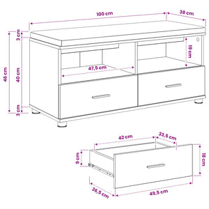 Πάγκος Παπουτσιών με Μαξιλάρι Artisan Δρυς 100 x 38 x 46 εκ - Pakobazaar