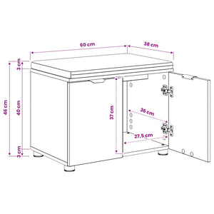 Πάγκος Παπουτσιών με Μαξιλάρι Artisan Δρυς 60 x 38 x 46 εκ - Pakobazaar