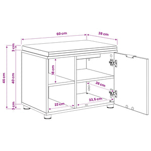 Πάγκος Παπουτσιών με Μαξιλάρι Artisan Δρυς 60 x 38 x 46 εκ - Pakobazaar