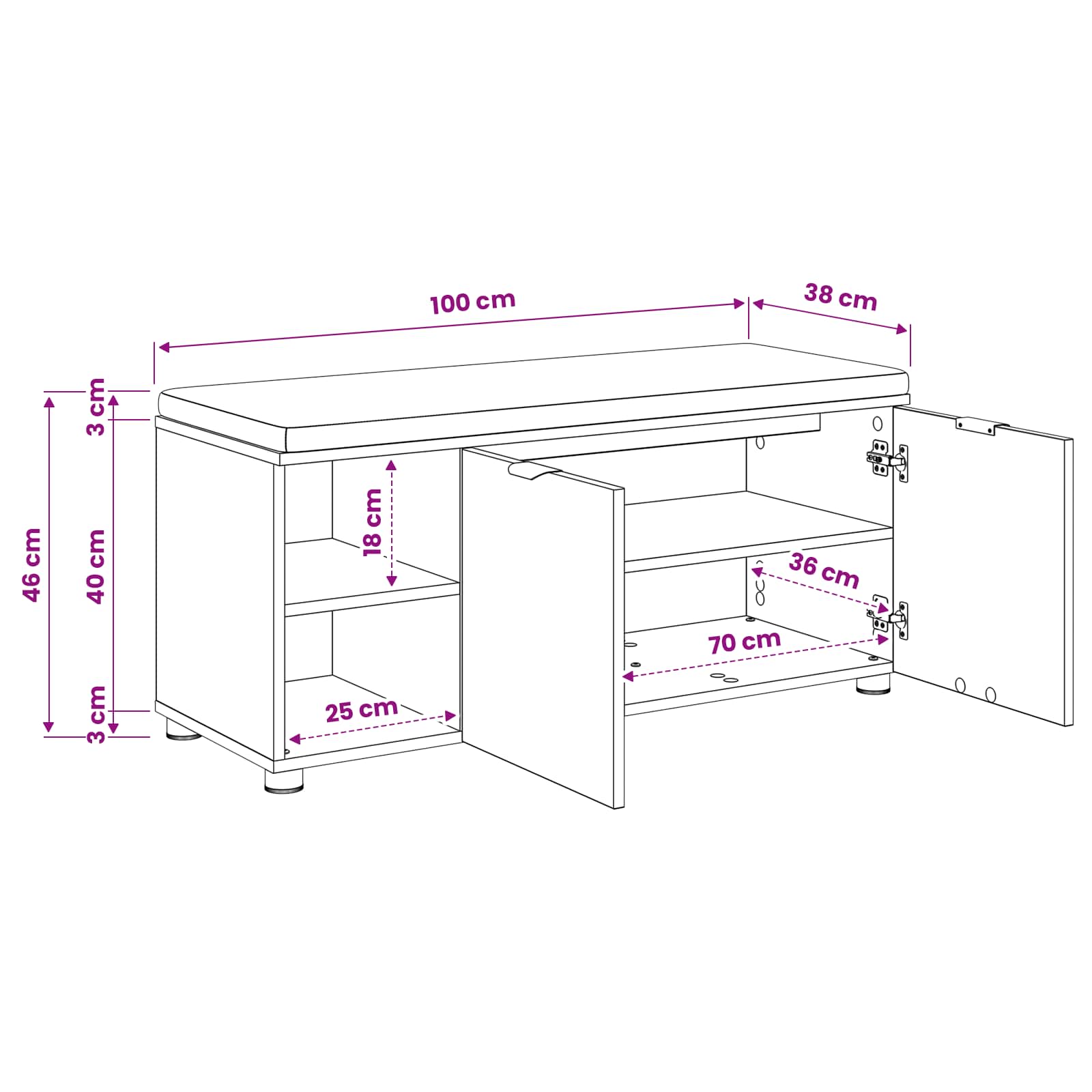 Πάγκος Παπουτσιών με Μαξιλάρι Artisan Δρυς 100 x 38 x 46 εκ - Pakobazaar