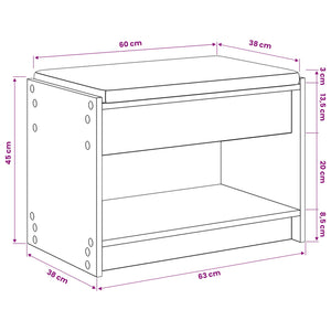 Πάγκος Παπουτσιών με Μαξιλάρι Artisan Δρυς 63 x 38 x 45 εκ - Pakobazaar