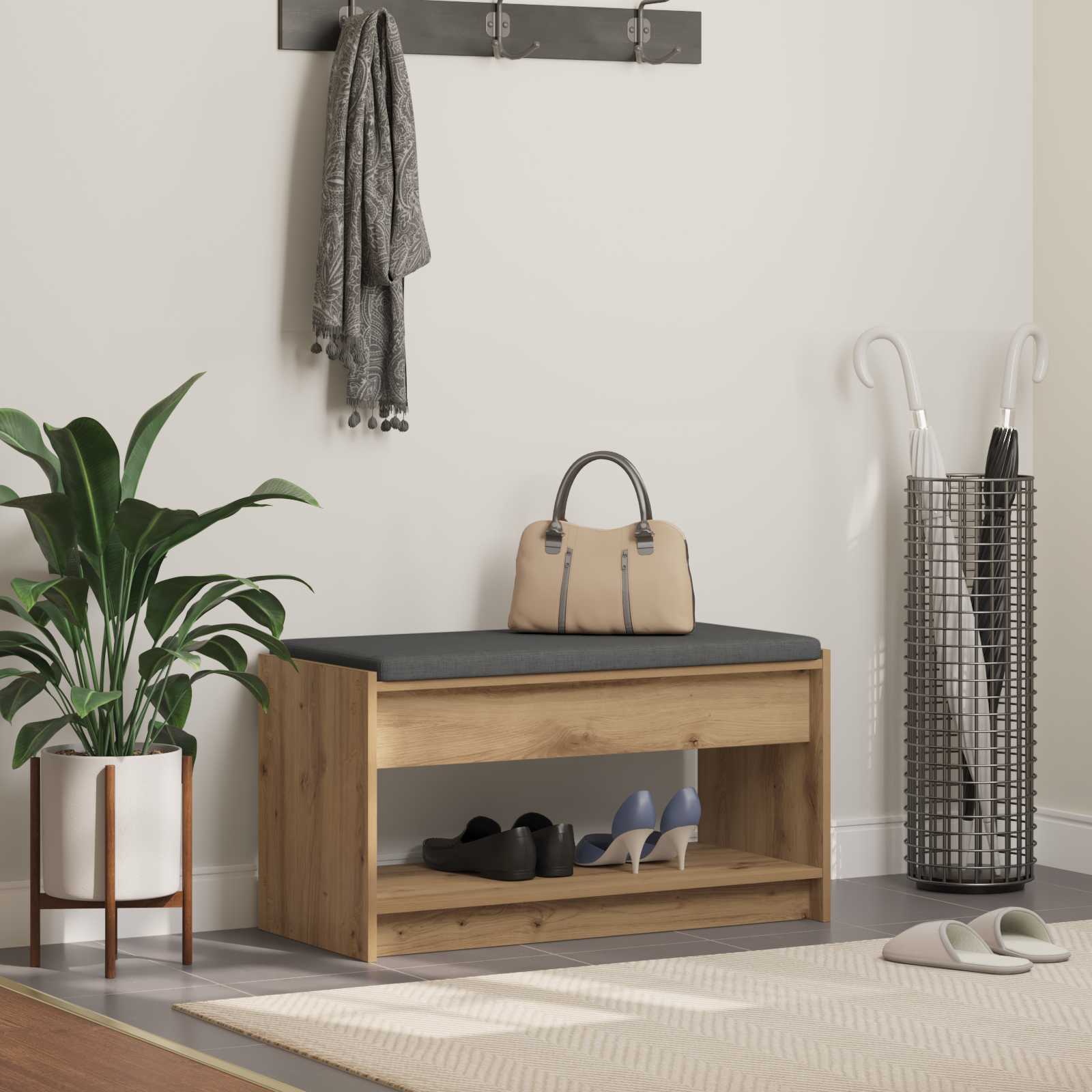 Πάγκος Παπουτσιών με Μαξιλάρι Artisan Δρυς 83 x 38 x 45 εκ
