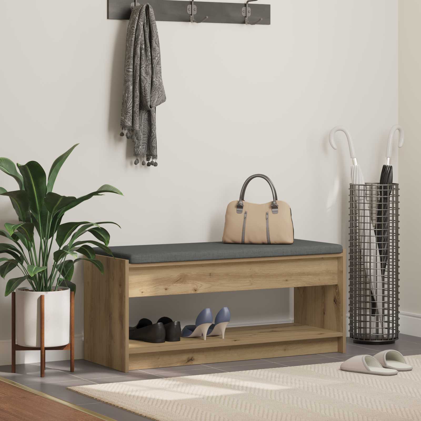 Πάγκος Παπουτσιών με Μαξιλάρι Artisan Δρυς 103 x 38 x 45 εκ - Pakobazaar