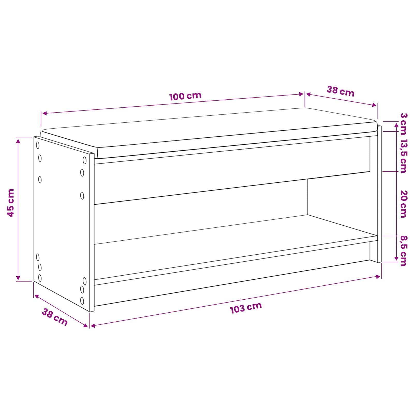 Πάγκος Παπουτσιών με Μαξιλάρι Artisan Δρυς 103 x 38 x 45 εκ - Pakobazaar