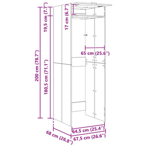 Ντουλάπα Πλυντηρίου με αποθήκευση Μαύρη Οξυά 67,5 x 68 x 200 εκ - Pakobazaar