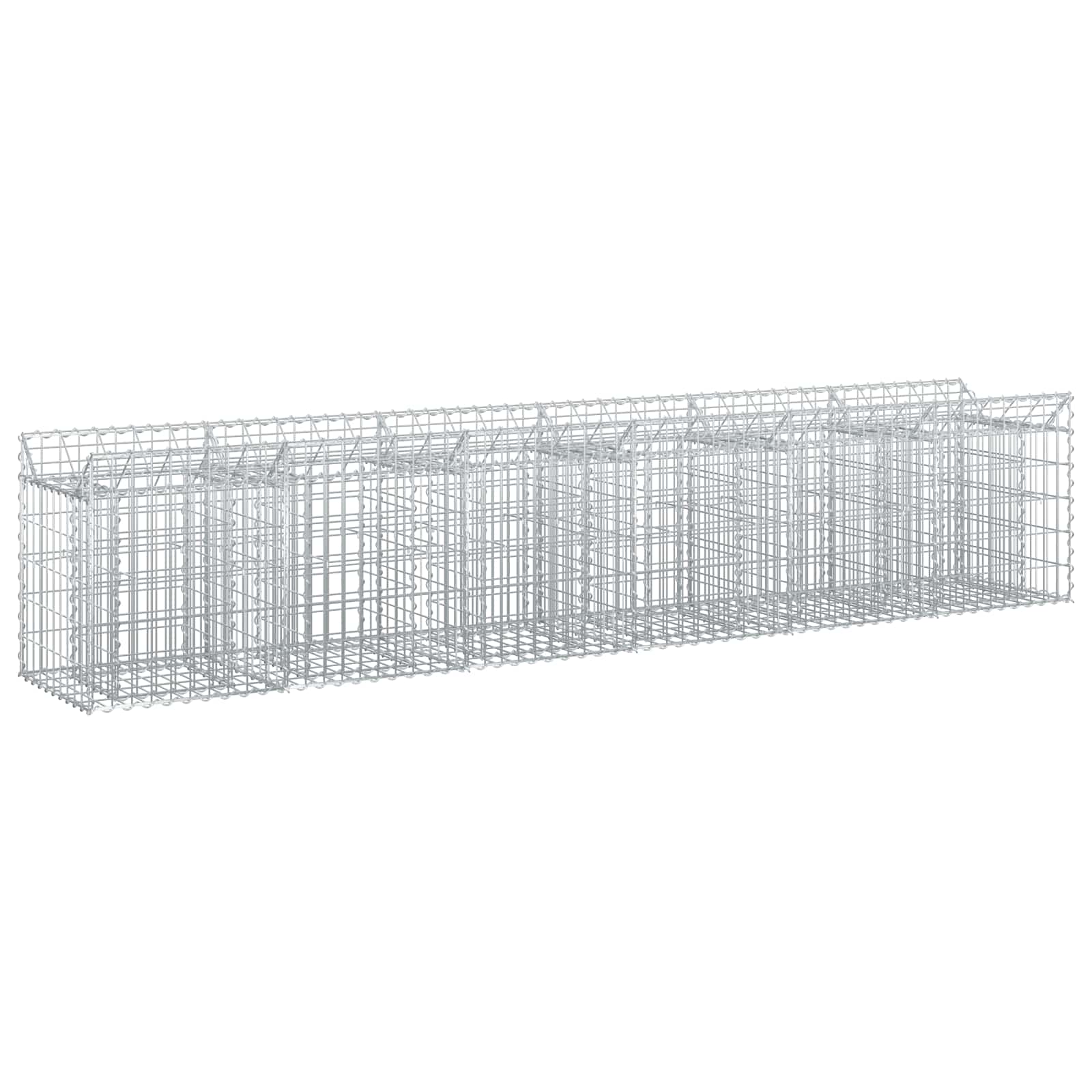 Ανασηκωμένο κρεβάτι gabion 2 pcs Ασημί 300 x 50 x 60 εκ - Pakobazaar