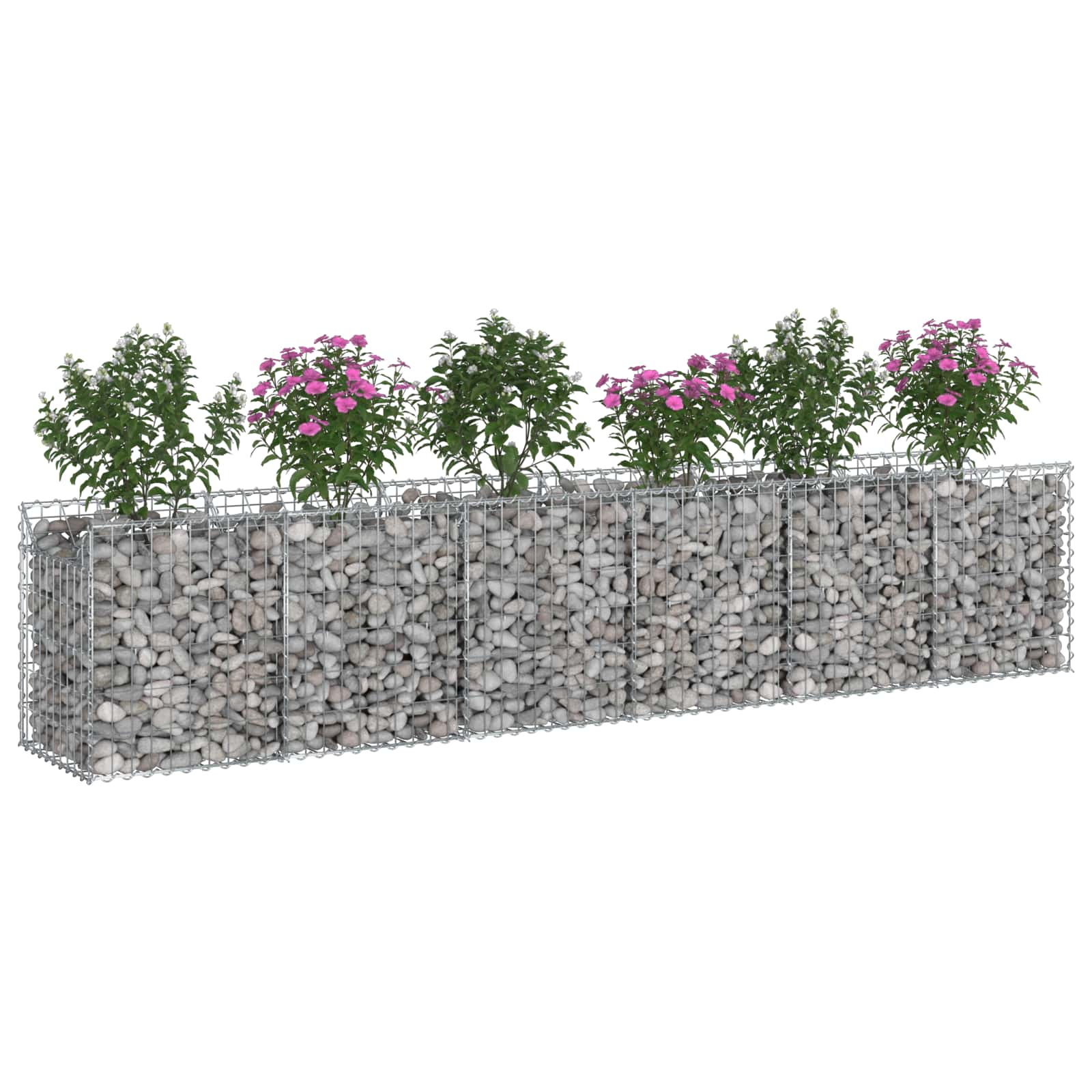 Ανασηκωμένο κρεβάτι gabion 2 pcs Ασημί 300 x 50 x 60 εκ - Pakobazaar