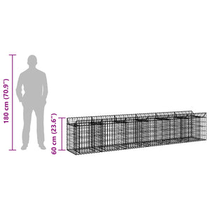 Ανασηκωμένο κρεβάτι gabion 2 pcs Ασημί 300 x 50 x 60 εκ - Pakobazaar