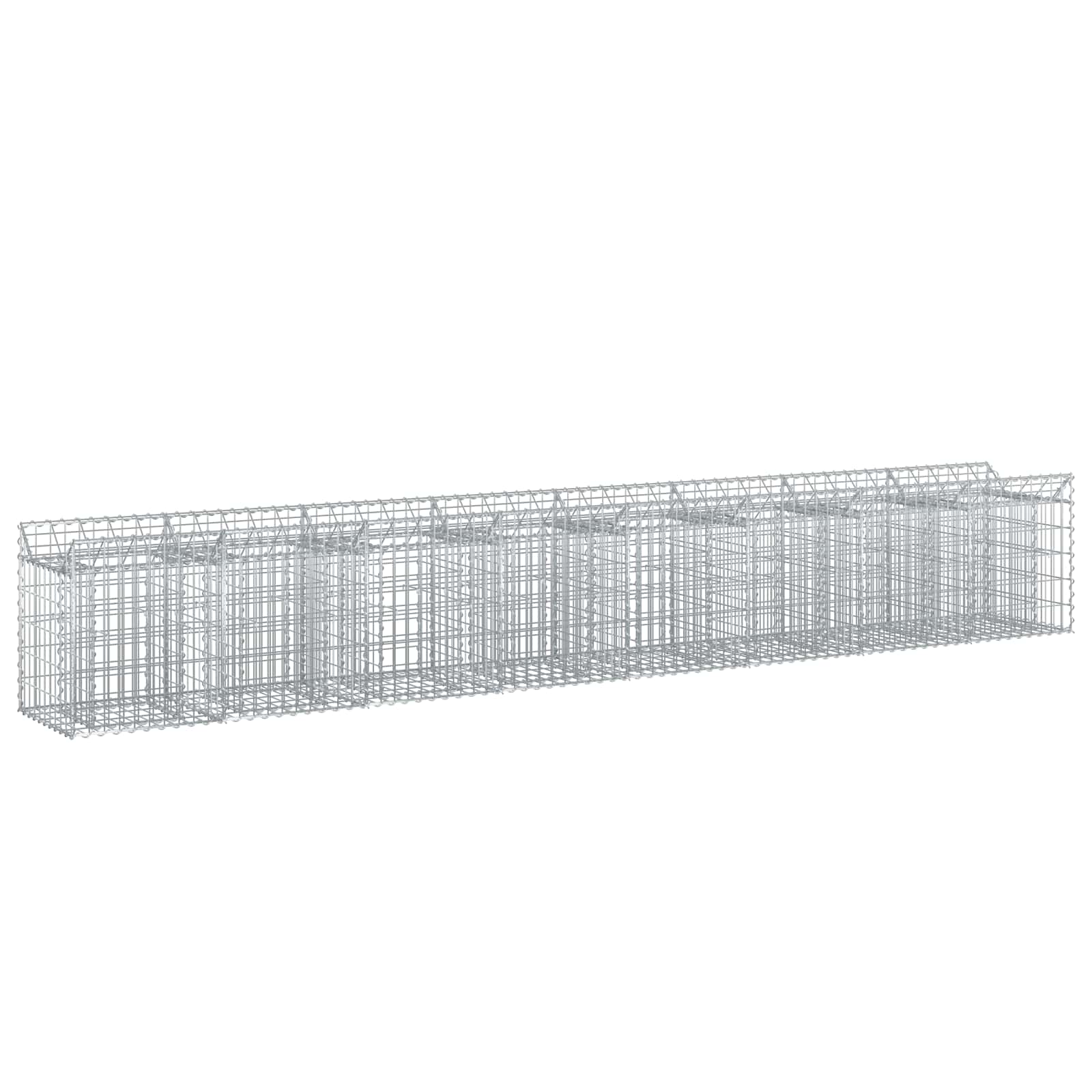 Ανασηκωμένο κρεβάτι gabion 2 pcs Ασημί 400 x 50 x 60 εκ - Pakobazaar