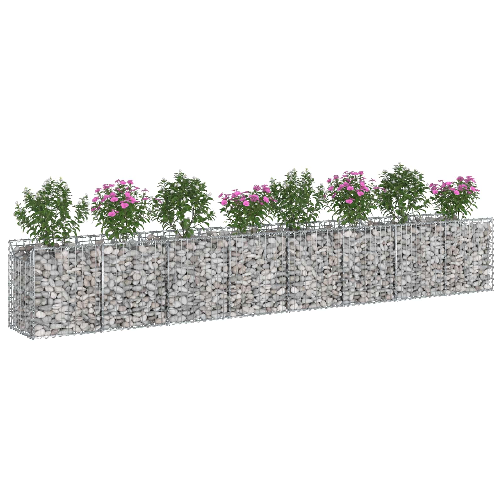 Ανασηκωμένο κρεβάτι gabion 2 pcs Ασημί 400 x 50 x 60 εκ - Pakobazaar