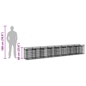 Ανασηκωμένο κρεβάτι gabion 2 pcs Ασημί 400 x 50 x 60 εκ - Pakobazaar