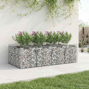 Ανασηκωμένο κρεβάτι gabion 2 pcs Ασημί - Pakobazaar