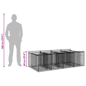 Ανασηκωμένο κρεβάτι gabion 2 pcs Ασημί - Pakobazaar