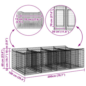 Ανασηκωμένο κρεβάτι gabion 2 pcs Ασημί - Pakobazaar