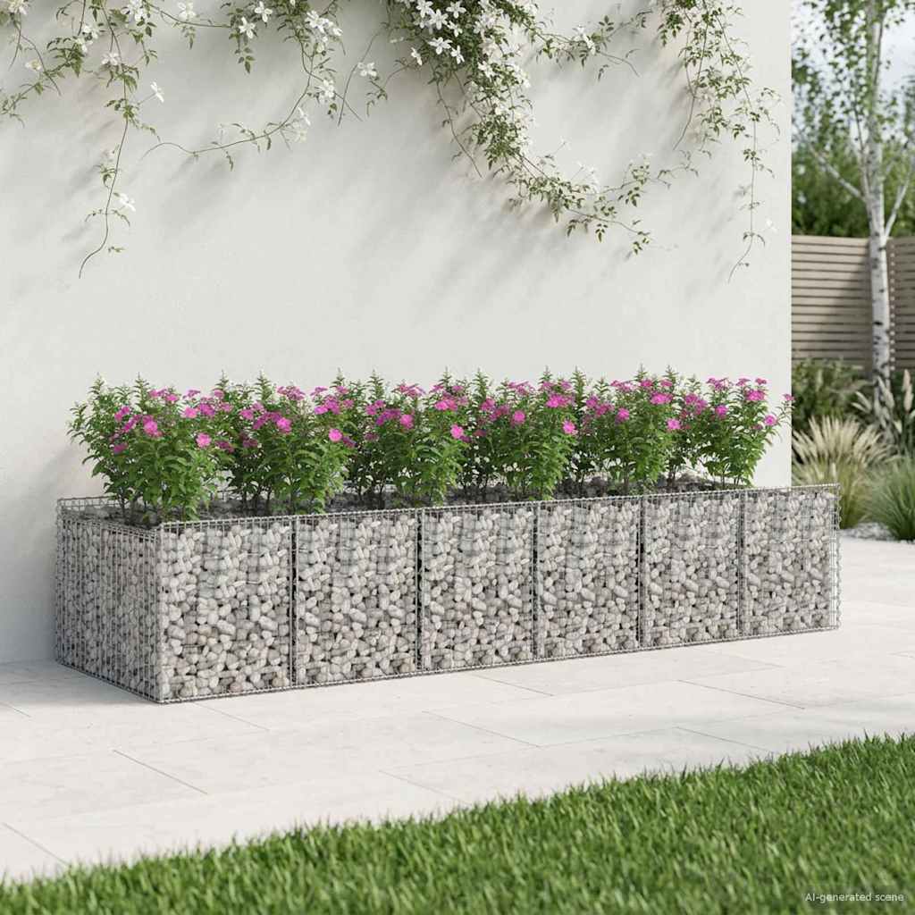 Ανασηκωμένο κρεβάτι gabion 2 pcs Ασημί - Pakobazaar