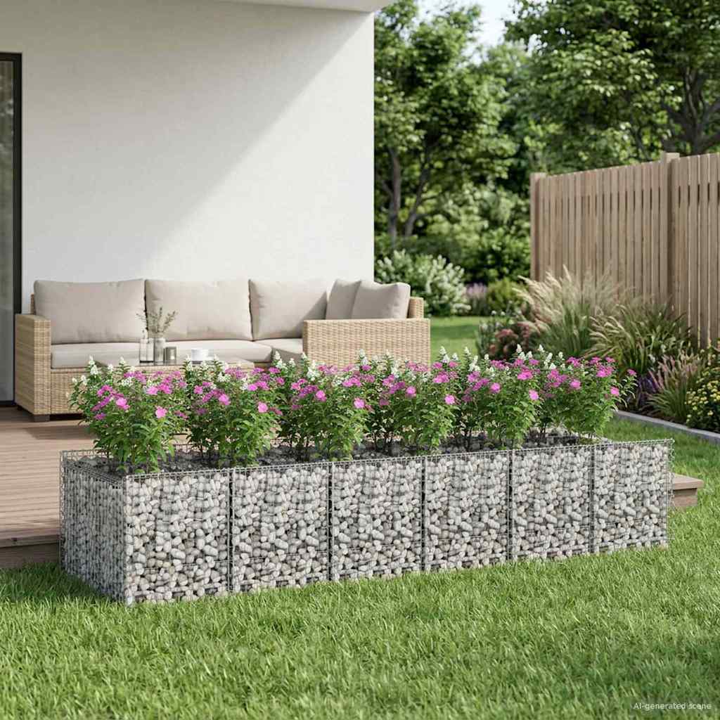 Ανασηκωμένο κρεβάτι gabion 2 pcs Ασημί - Pakobazaar