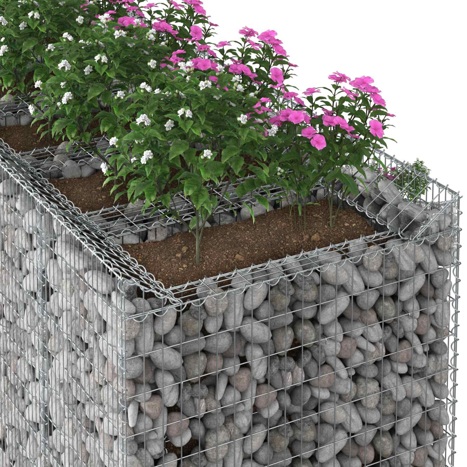 Ανασηκωμένο κρεβάτι gabion 2 pcs Ασημί - Pakobazaar