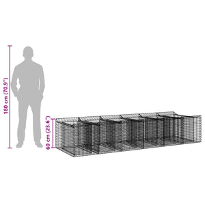 Ανασηκωμένο κρεβάτι gabion 2 pcs Ασημί - Pakobazaar