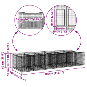 Ανασηκωμένο κρεβάτι gabion 2 pcs Ασημί - Pakobazaar