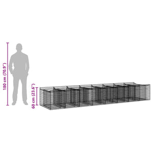 Ανασηκωμένο κρεβάτι gabion 3 pcs Ασημί - Pakobazaar