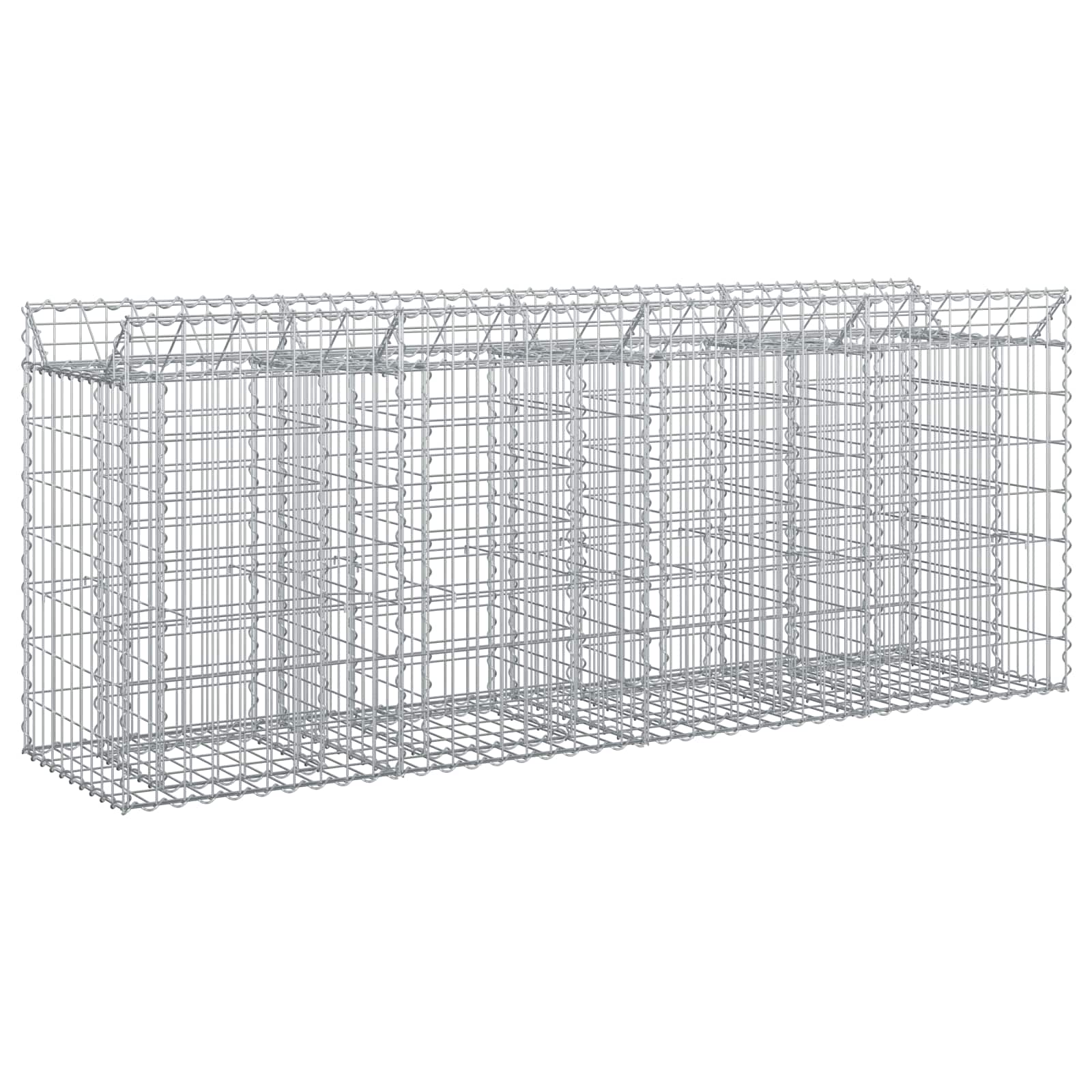 Ανασηκωμένο κρεβάτι gabion 2 pcs Ασημί 200 x 50 x 80 εκ - Pakobazaar