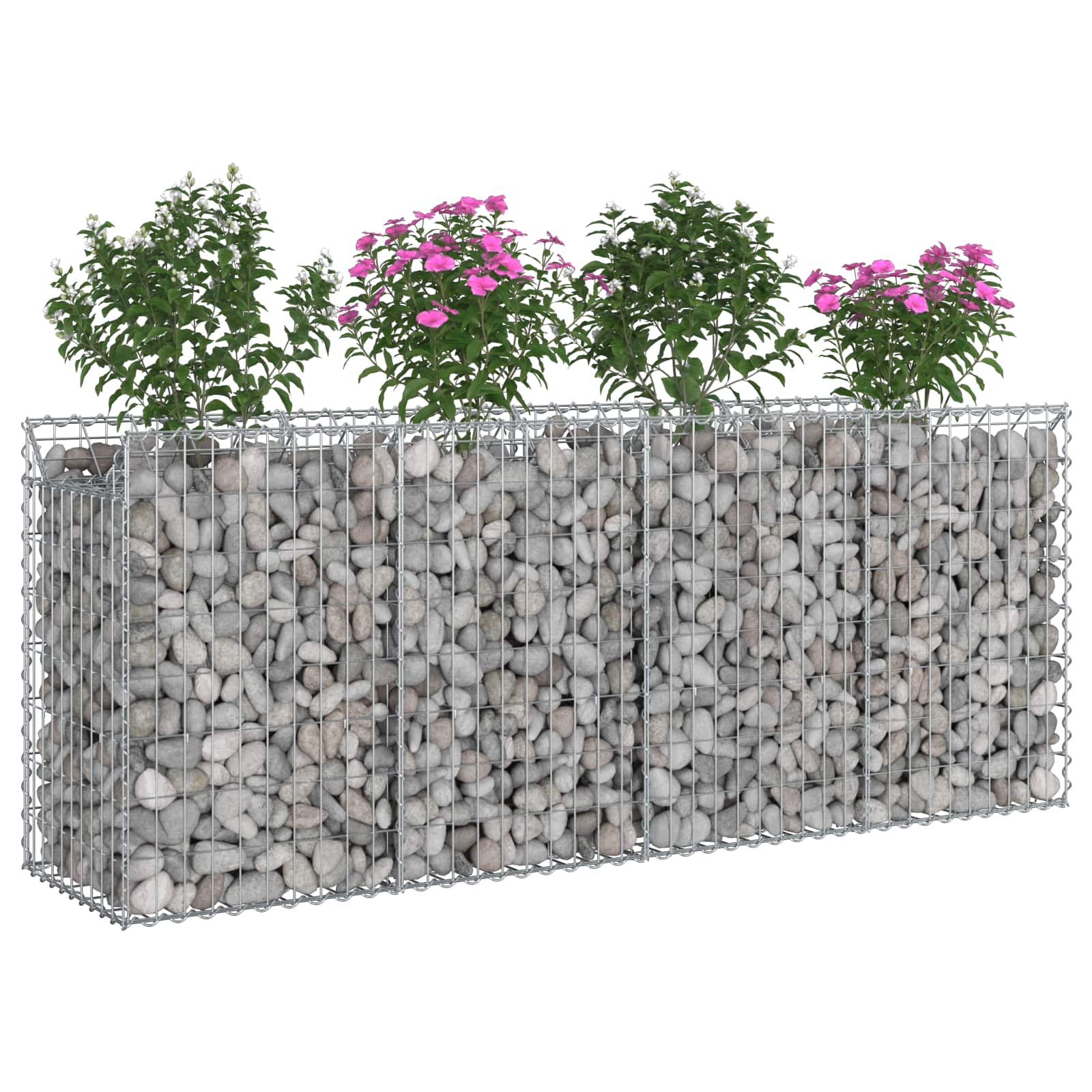 Ανασηκωμένο κρεβάτι gabion 2 pcs Ασημί 200 x 50 x 80 εκ - Pakobazaar