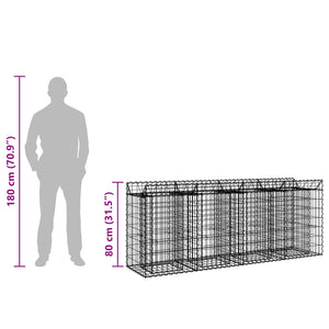 Ανασηκωμένο κρεβάτι gabion 2 pcs Ασημί 200 x 50 x 80 εκ - Pakobazaar