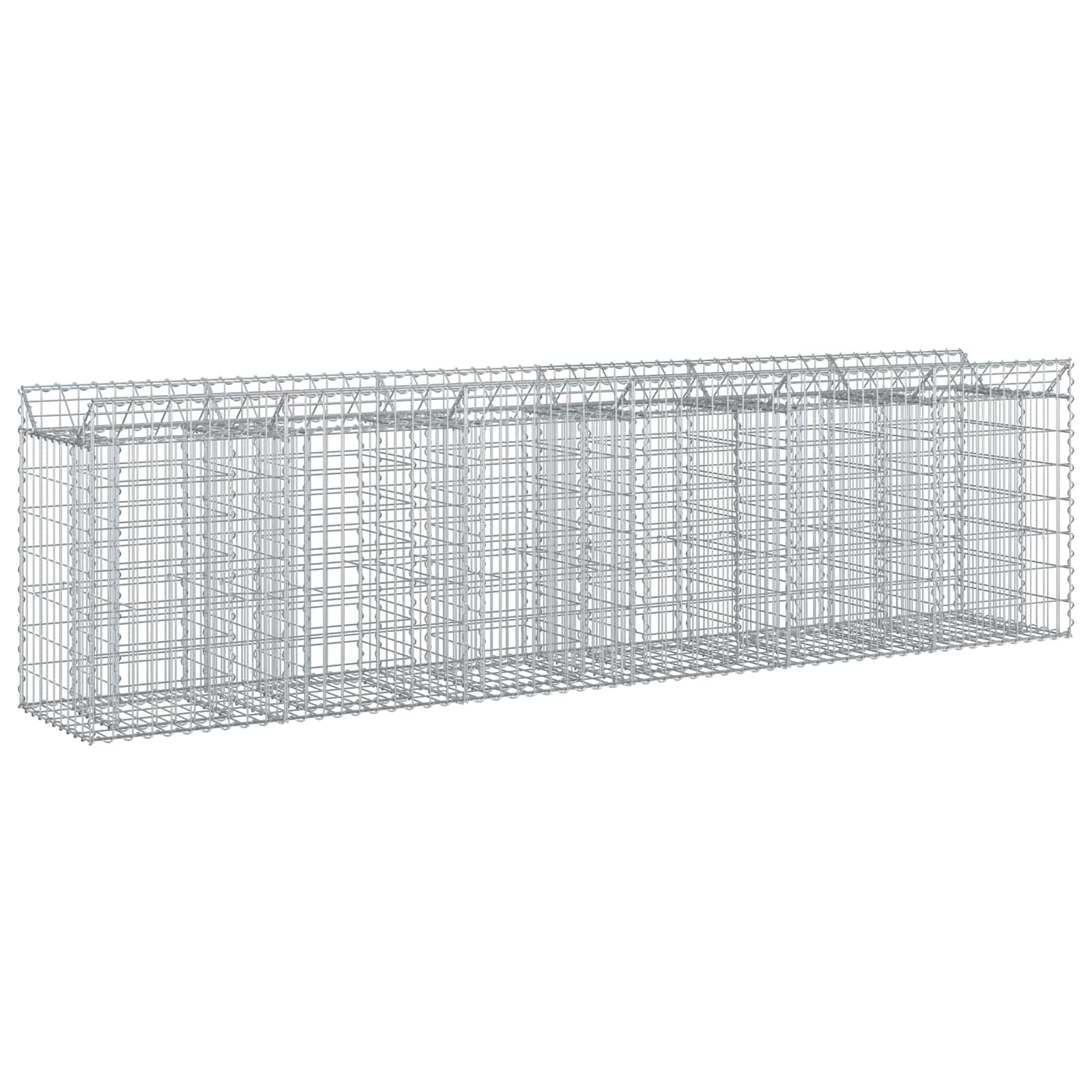 Ανασηκωμένο κρεβάτι gabion 2 pcs Ασημί 300 x 50 x 80 εκ - Pakobazaar