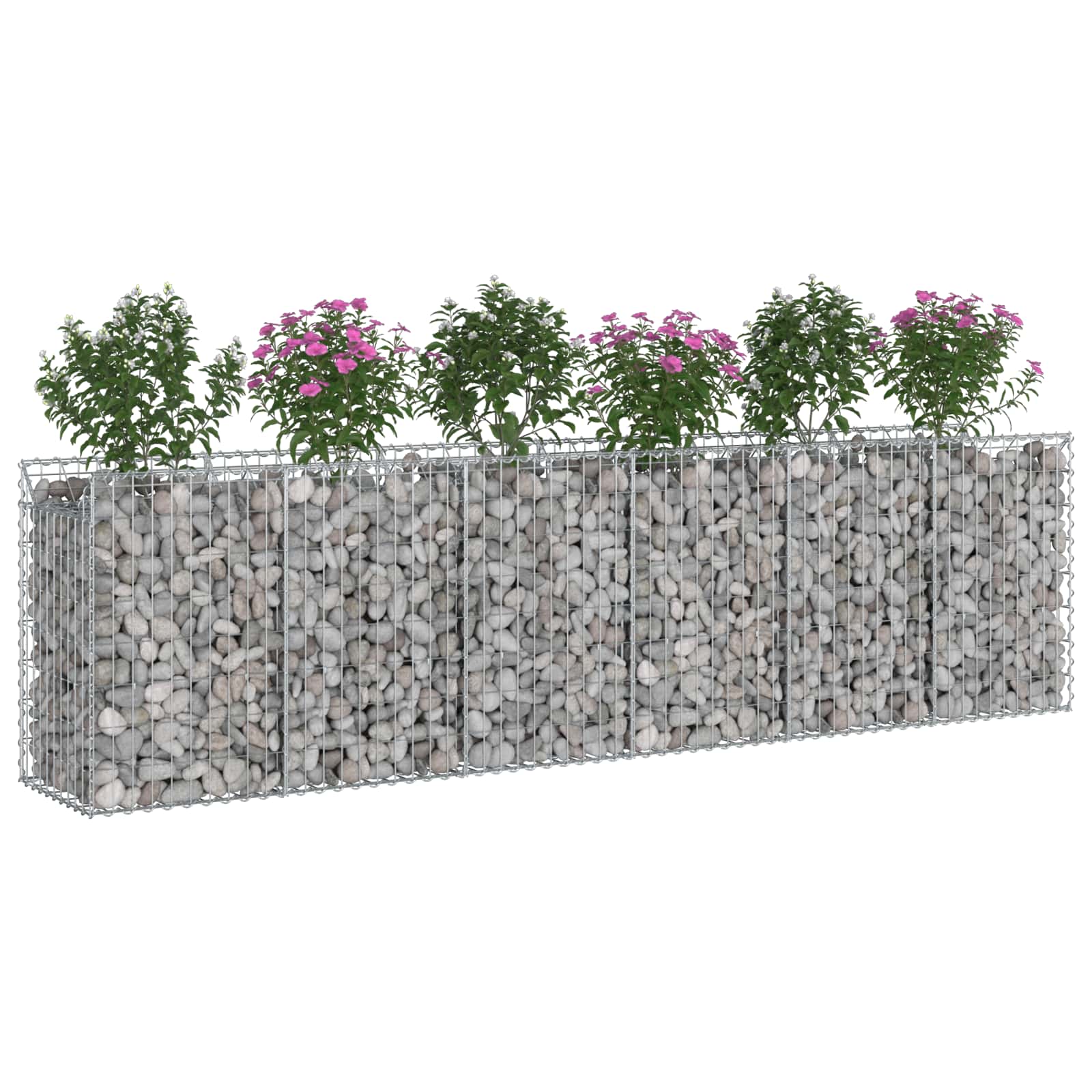 Ανασηκωμένο κρεβάτι gabion 2 pcs Ασημί 300 x 50 x 80 εκ - Pakobazaar