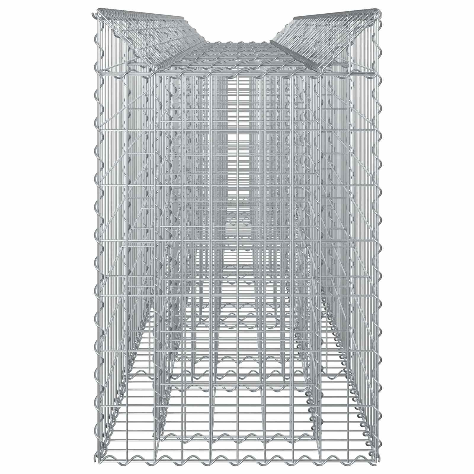 Ανασηκωμένο κρεβάτι gabion 2 pcs Ασημί 300 x 50 x 80 εκ - Pakobazaar