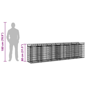 Ανασηκωμένο κρεβάτι gabion 2 pcs Ασημί 300 x 50 x 80 εκ - Pakobazaar