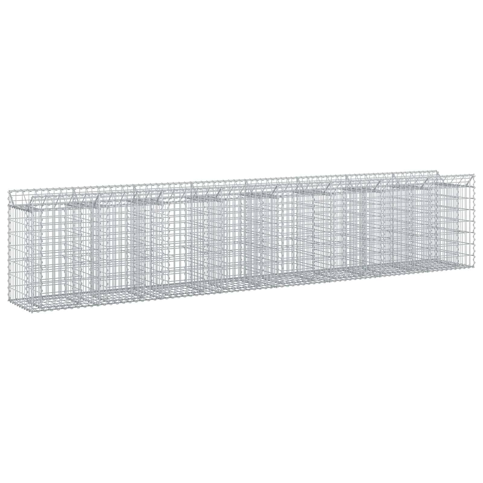 Ανασηκωμένο κρεβάτι gabion 3 pcs Ασημί 400 x 50 x 80 εκ - Pakobazaar