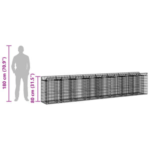 Ανασηκωμένο κρεβάτι gabion 3 pcs Ασημί 400 x 50 x 80 εκ - Pakobazaar