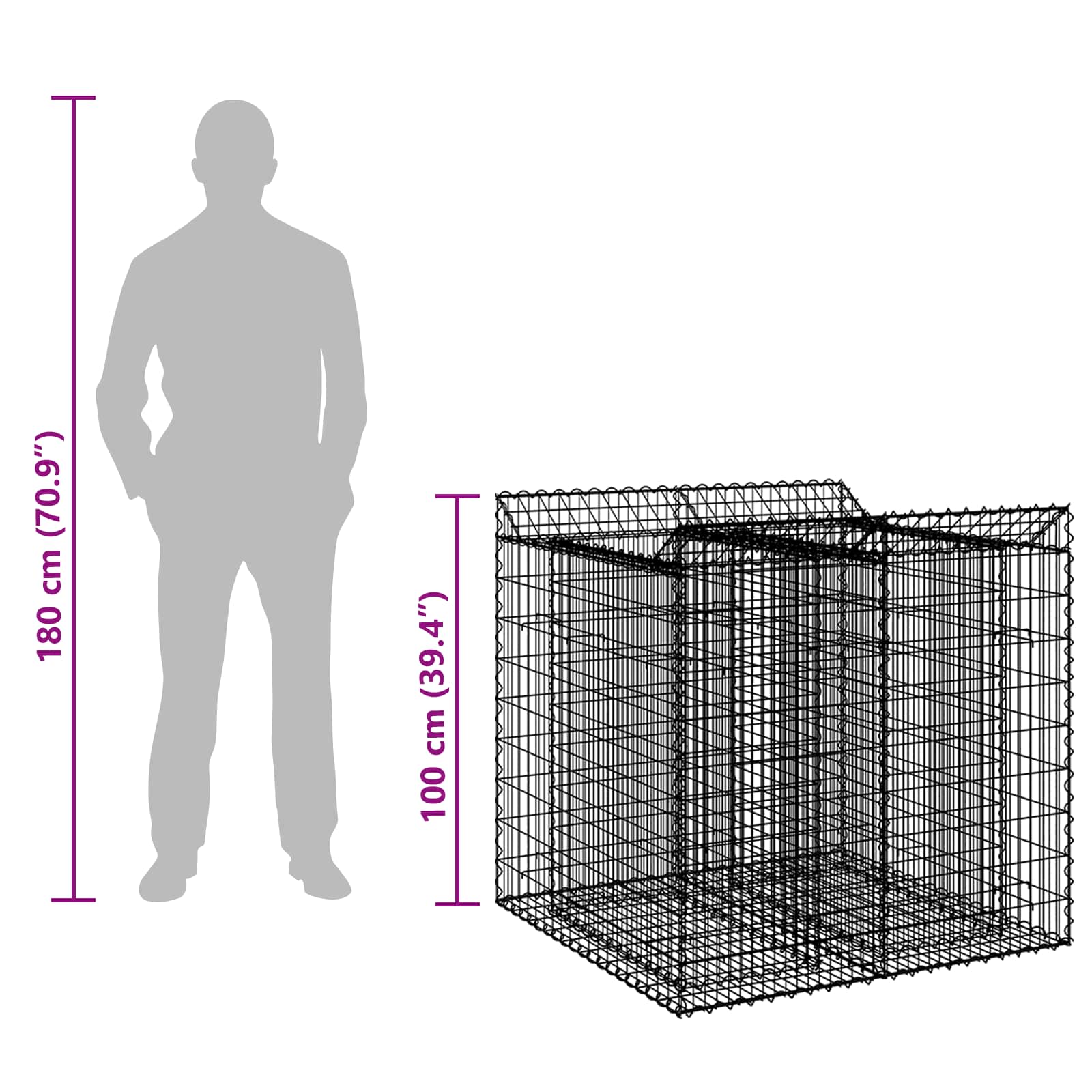 Ανασηκωμένο κρεβάτι gabion 2 pcs Ασημί - Pakobazaar