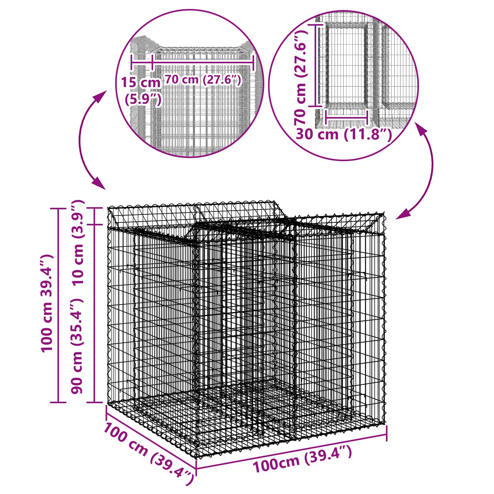Ανασηκωμένο κρεβάτι gabion 2 pcs Ασημί - Pakobazaar