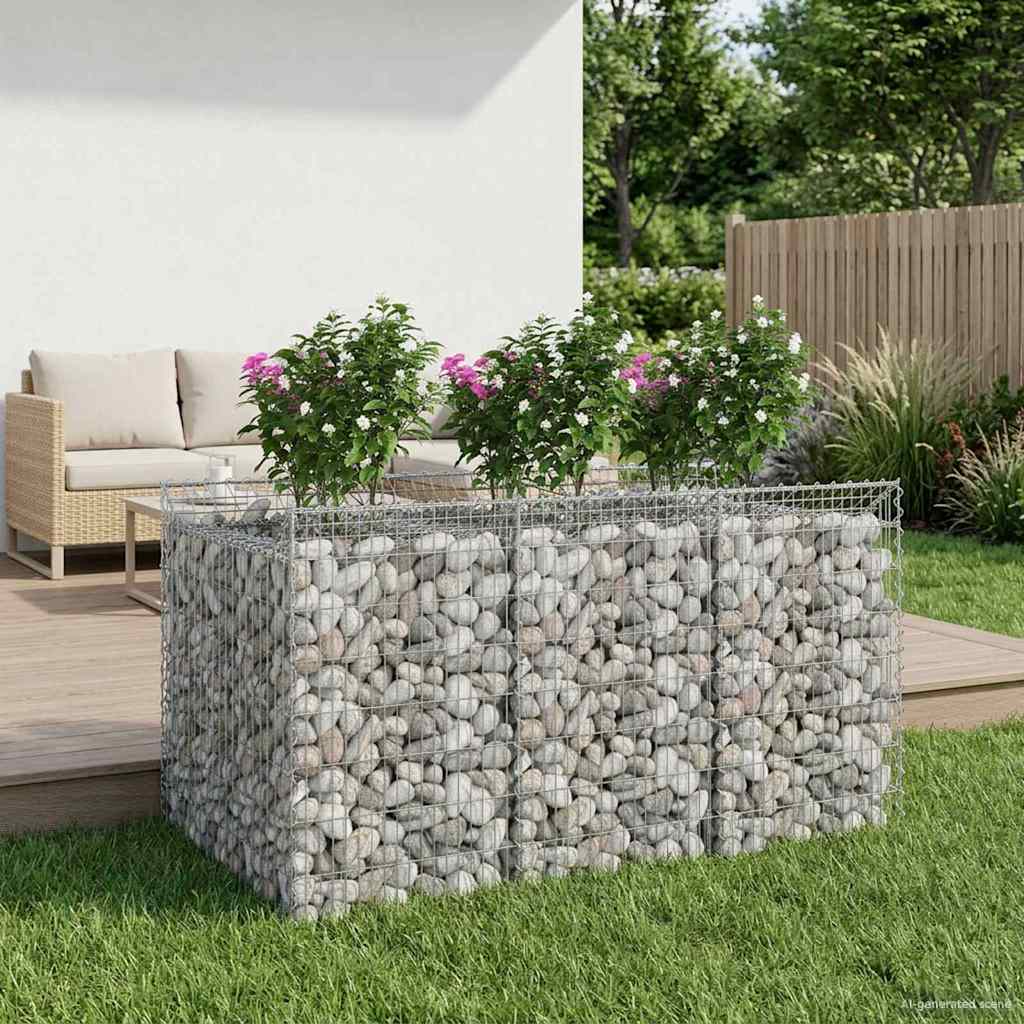 Ανασηκωμένο κρεβάτι gabion 2 pcs Ασημί - Pakobazaar
