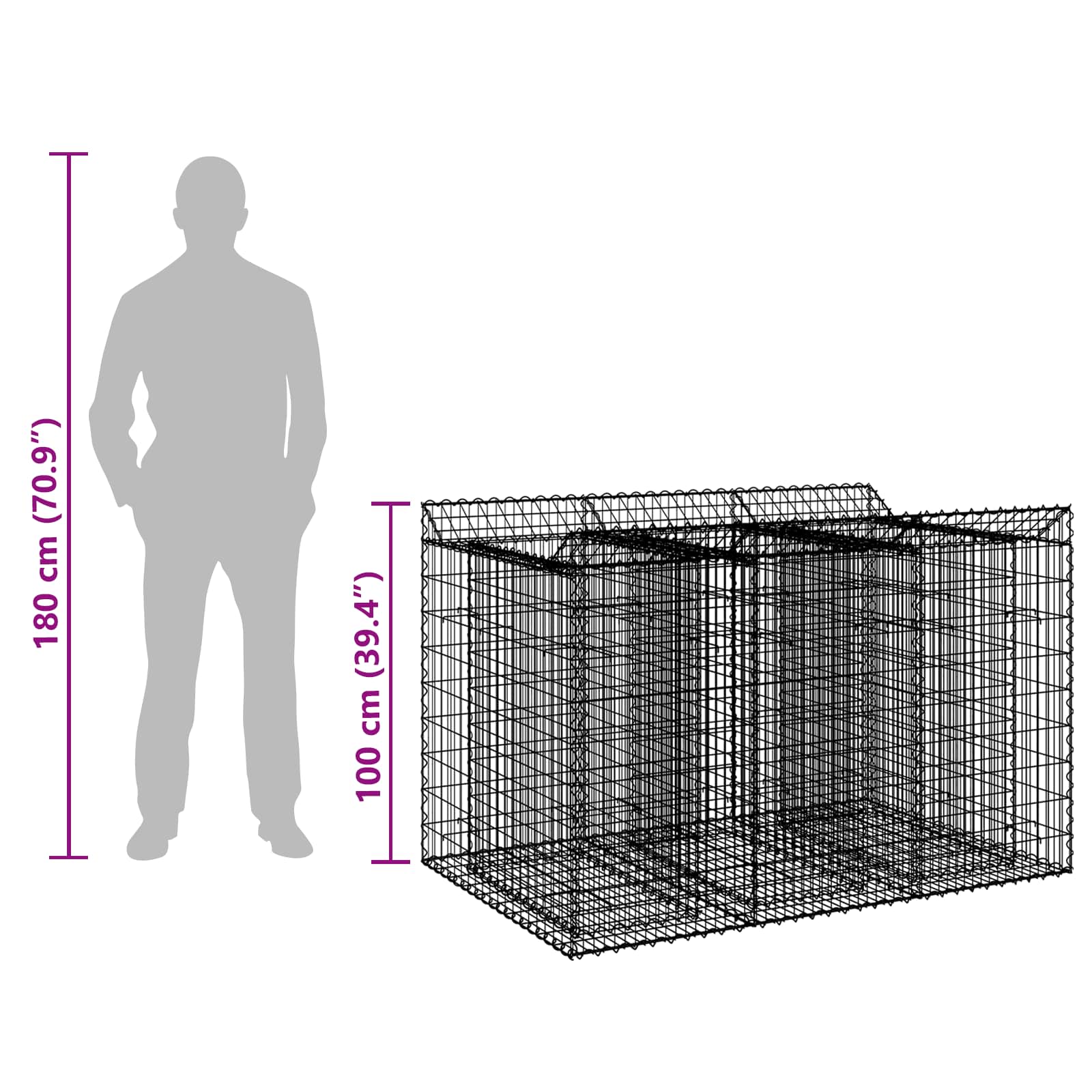 Ανασηκωμένο κρεβάτι gabion 2 pcs Ασημί - Pakobazaar