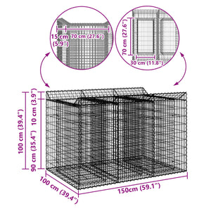 Ανασηκωμένο κρεβάτι gabion 2 pcs Ασημί - Pakobazaar